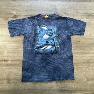 The Mountain Ocean Nature Shark Graphic Tee Size Youth Large Blue Tie Dye